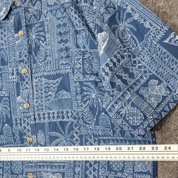 Cooke Street Honolulu Hawaiian Shirt Men M Blue Short Sleeve Pineapple Button Up - Picture 6 of 11